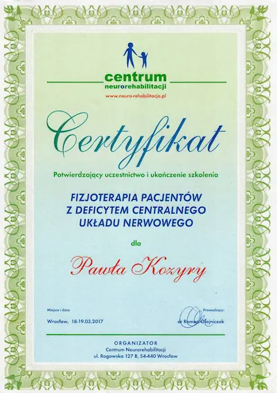 Fizjoterapia pacjentów z deficytem centralnego układu nerwowego
