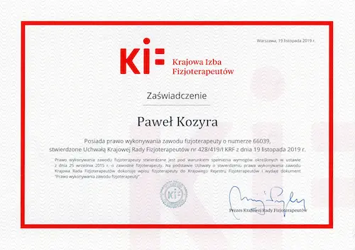 KIF Zaświadczenie