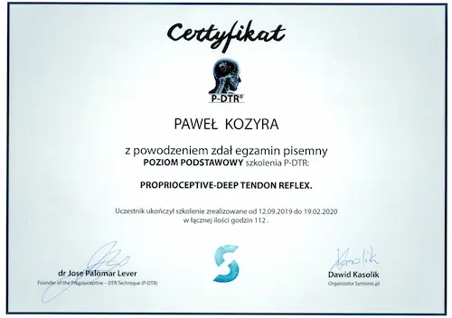 Certyfiktat P-DTR Podstawowy